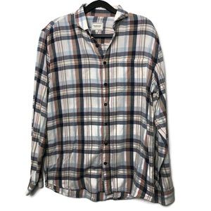 Frank & Oak Mens Size Medium White Plaid Shirt